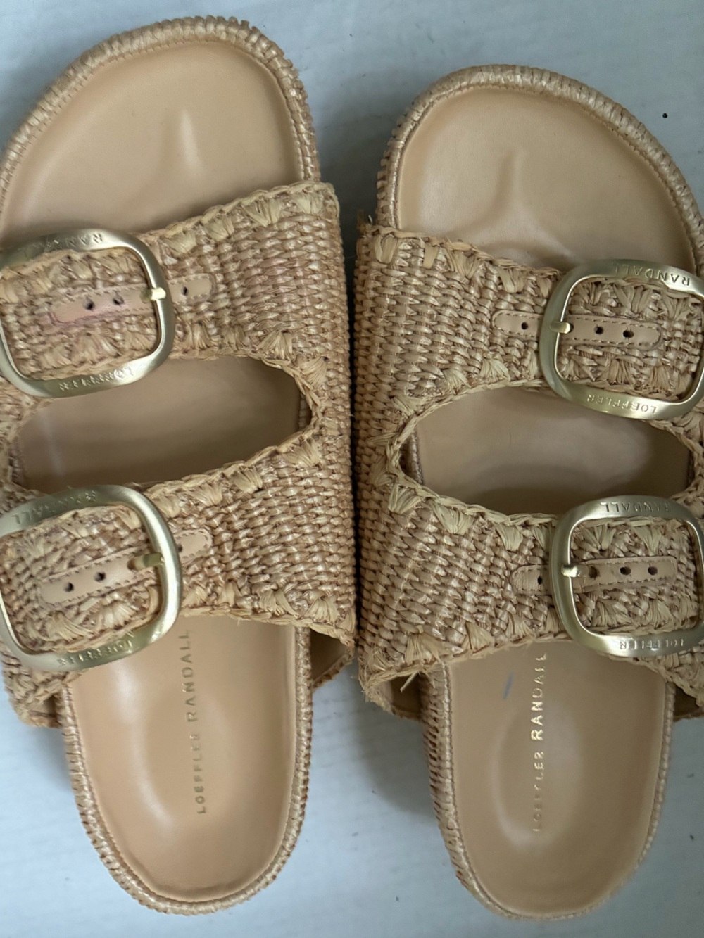 Loeffler Randall Theo Two Strap Chunky Woven Raffia Sandals Size 11 SOLDOUT $350